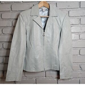 Paolo Santini Women's Leather Jacket Green Pebbled Size 6